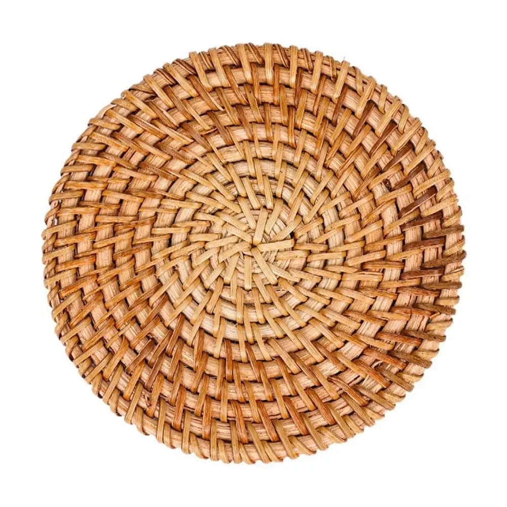 Set of 6 Honey Rattan Coaster