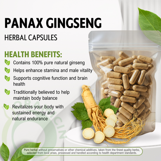 Panax Ginseng- 500mg | 1 x 100 caps Ginseng Leave NATURAL HERBAL